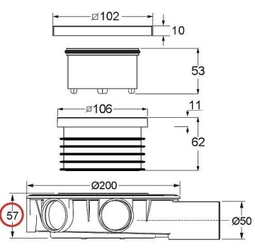 Сифон подов Bonomini Mini Drain 10/10см