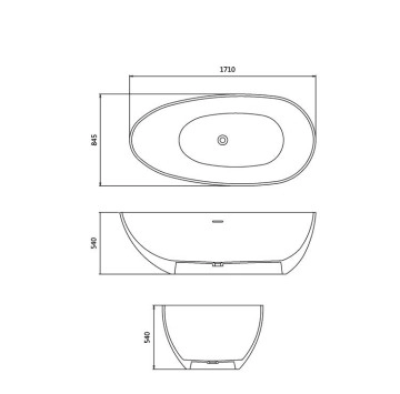 Вана Stone Art Design 171/85см. черен мат