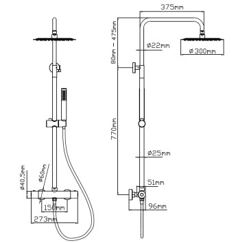 Душ колона Artemis Nero черна KARAG