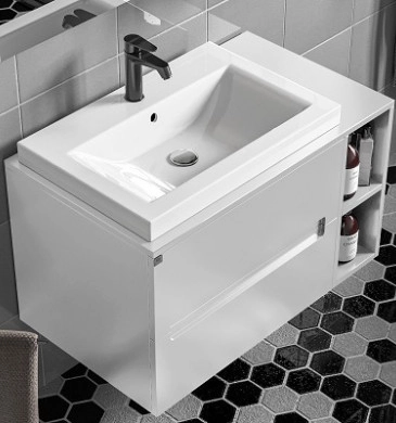 Шкаф за баня с мивка Aurora 85см Бял