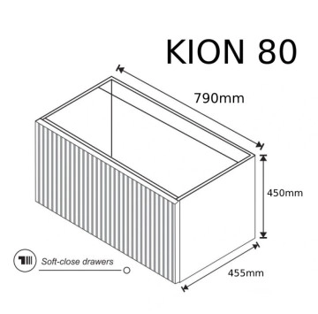 Шкаф за баня с мивка Kion 80см White Matt