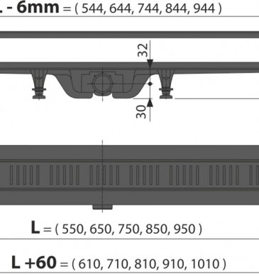 Подов линеен сифон Alcadrain APZ10/Black 850мм черен мат