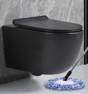 Стенна тоалетна чиния Интер ICC3755B Bidet Rimless черна с биде система
