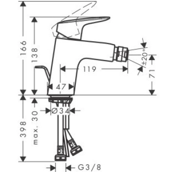 Смесител за биде Logis E2 хром HANSGROHE