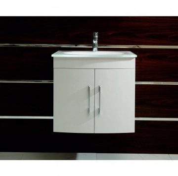Шкаф за баня с мивка Кая 60см бял с мивка бяла мат стъкло ICP6092W