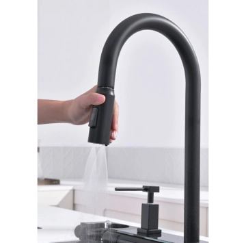 Кухненска мивка Интер 7547PVD Black черна и смесител ИНТЕР КЕРАМИК