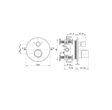 Термостатична душ система за вграждане Ceratherm T100 черен IDEAL STANDARD