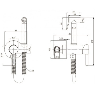 Хигиенен душ  Интер ICF3314BG старо злато ИНТЕР КЕРАМИК