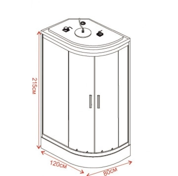 Хидромасажна Душ кабина Линда ICSH8115L New Easy Assemble 120/80/h215см овал Лява ИНТЕР КЕРАМИК