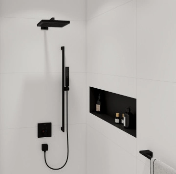 Душ глава Pulsify E 260 EcoSmart 26/26см черен мат. HANSGROHE