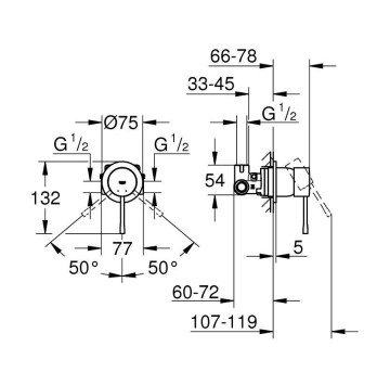 Смесител за вана/душ Essence графит GROHE