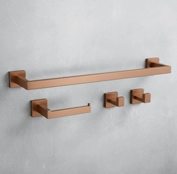 Комплект аксесоари за баня Rio 4 части четкан мед