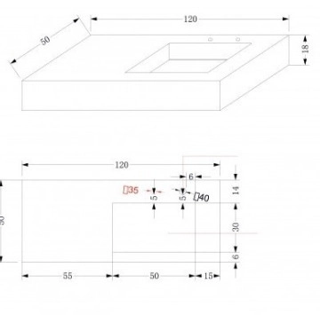 Мивка Pietra ICL12049/120W 120см. дясна бял мат ИНТЕР КЕРАМИК