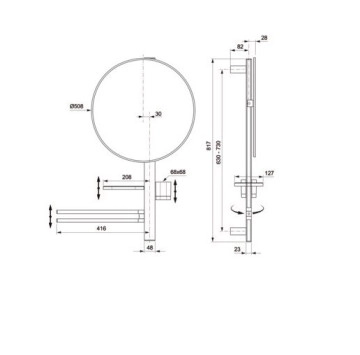 Окачване Alu+ 80см с огледало ф50 черен IDEAL STANDARD