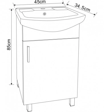 Шкаф за баня с мивка Интер ICP4535New 45см бял