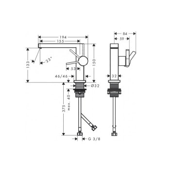 Смесител за мивка Tecturis E 110 черен мат HANSGROHE