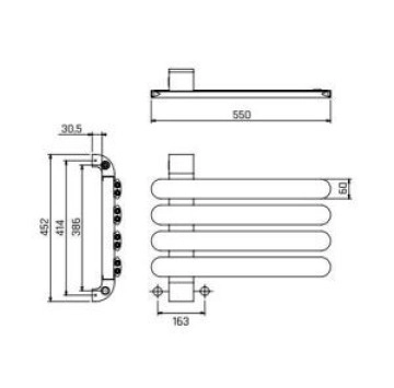 Лира за баня Riffle 4 55/h45.2см. 400W бял мат