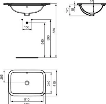 Мивка за вграждане Connect 58см. бяла IDEAL STANDARD