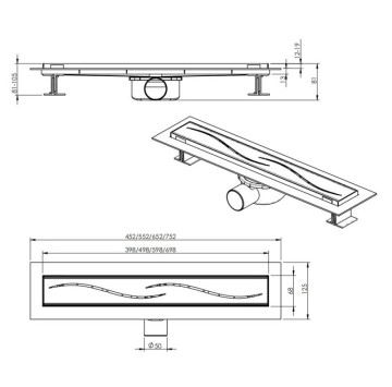 Линеен сифон 50см с решетка черен ICD50027B/New Generation