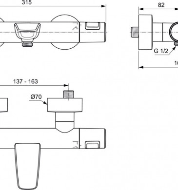 Термостатичен смесител за вана/душ Ceratherm T25 черен мат