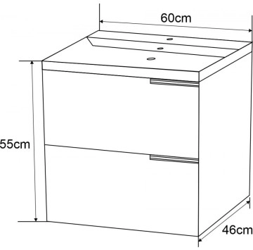 Шкаф за баня с мивка ICP5935W 60см бял ИНТЕР КЕРАМИК