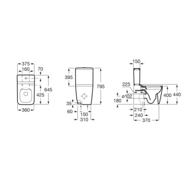 Тоалетна чиния за моноблок  Inspira Square Rimless бежова ROCA