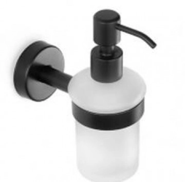 Дозатор за течен сапун Uno черен мат/стъкло