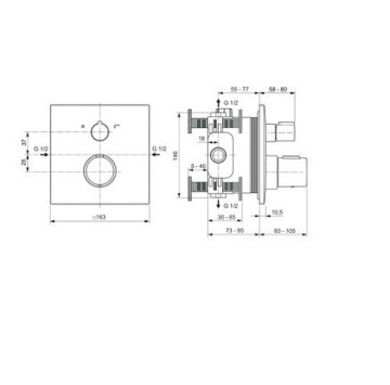 Термостатичен смесител за вана/душ Ceratherm C100 черен IDEAL STANDARD