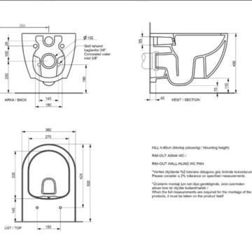 Стенна тоалетна Hill черен мат