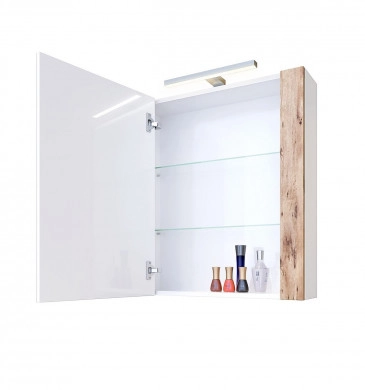 Шкаф огледало Хюстън 2 60 см бял/дървесен цвят