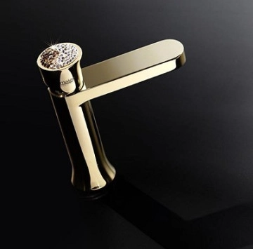 Смесител за мивка Muse Diamond ръкохватка Full Crystal злато
