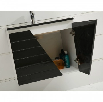 Шкаф за баня с мивка Ения ICP6555B 65см. бял мивка черна смола