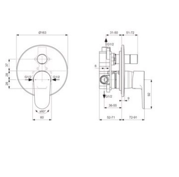 Душ система за вграждане Cerafine O хром IDEAL STANDARD