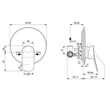 Смесител за душ Dorea хром IDEAL STANDARD