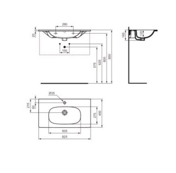 Мивка Tesi 82.5см. за мебел бяла IDEAL STANDARD