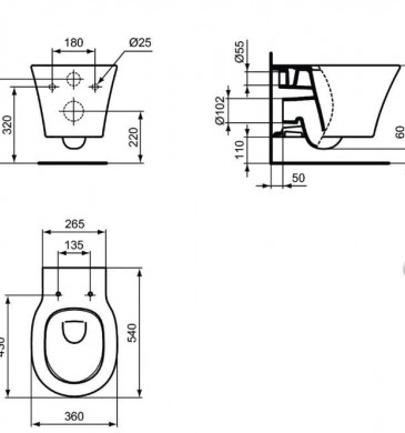 Промо стенна тоалента чиния Connect Air AquaBlade и Структура за вграждане ProSys