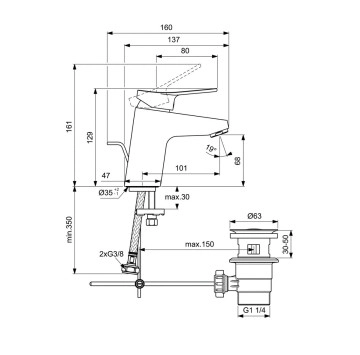 Смесител за мивка Dorea хром IDEAL STANDARD