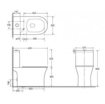 Моноблок Интер ICC7937P Bidet 37.5/65см. бял