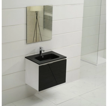 Шкаф за баня с мивка Ения ICP6555B 65см. бял мивка черна смола