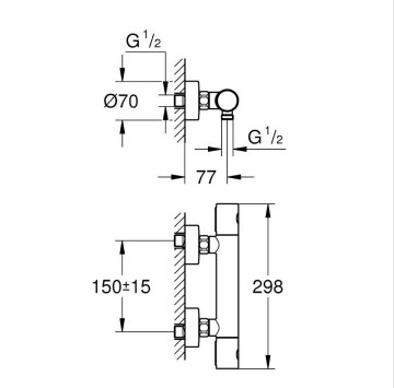 Термостатичен смесител за душ Grohtherm 1000 злато мат GROHE