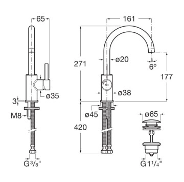 Смесител за мивка Ona черен мат ROCA
