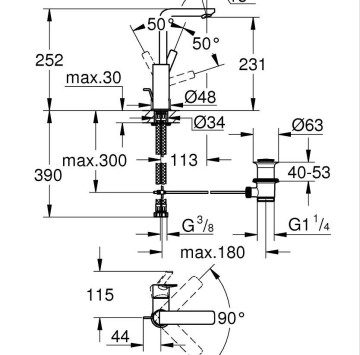 Смесител за мивка Lineare L хром GROHE