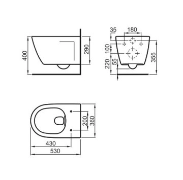 Стенна тоалетна чиния Happy-N Rimless и капак