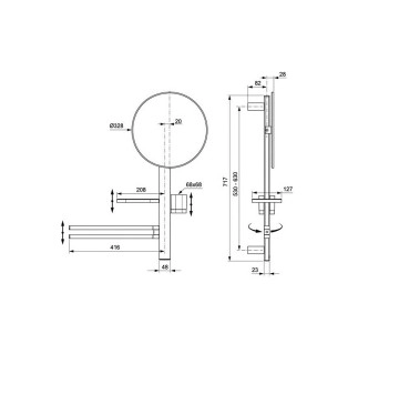 Окачване Alu+ 70см с огледало ф32см. розово злато IDEAL STANDARD