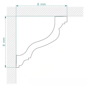 Декоративен корниз WALLSTYL WT10 8/h8см бял полистирен