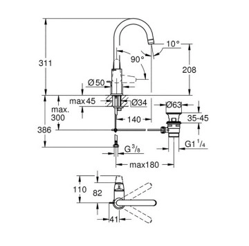 Смесител за мивка Euroeco L хром GROHE