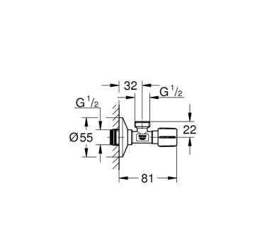 Вентил ъглов 1/2" хром GROHE