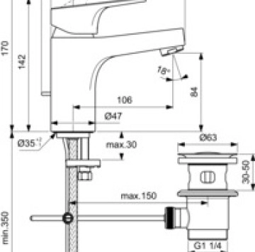 Смесител за мивка Cerabase H80 хром IDEAL STANDARD