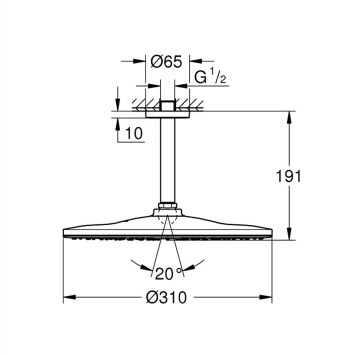 Душ глава Rainshower Mono 310 черен мат GROHE