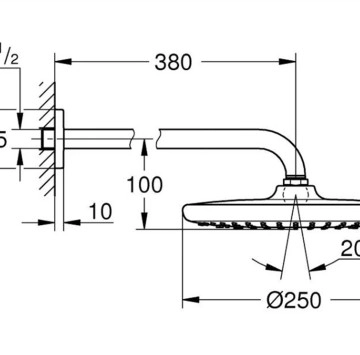 Душ глава Tempesta 250 с рамо черен мат GROHE